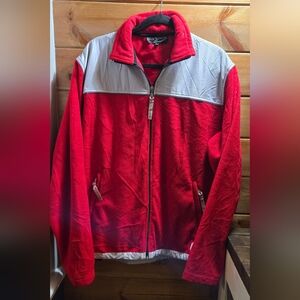 Vintage 80s Red Fleece Full Zip Large